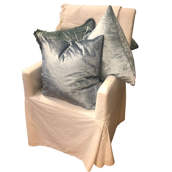 Putetrekk Shiny Velvet Sky Blue m/frynser