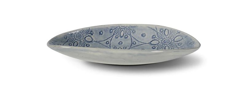 Pebble Olive Dish Mixed Pattern Dark Blue 